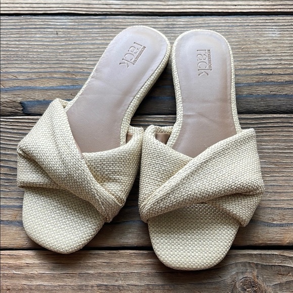 Nordstrom Cerise Faux Leather Weave Slide Sandal Women's Tan Size US7 - Picture 1 of 6